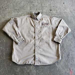 Vintage LAL Shirt Mens M Brown Long Sleeve Button Up Chinook Fishing Western